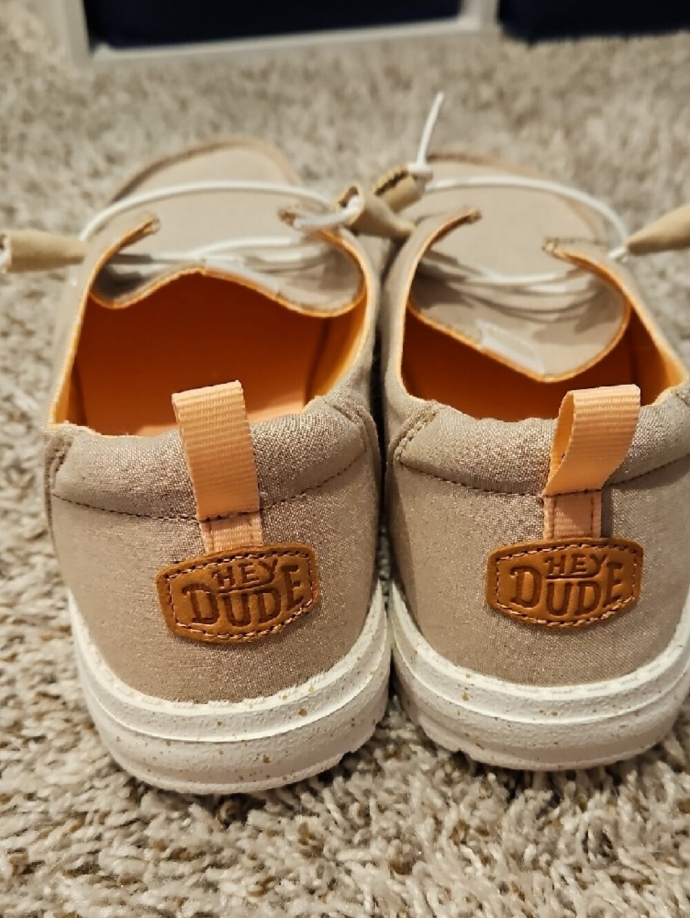 Hey Dude tan canvas slip-on shoes with orange insoles - Picture 3 of 3